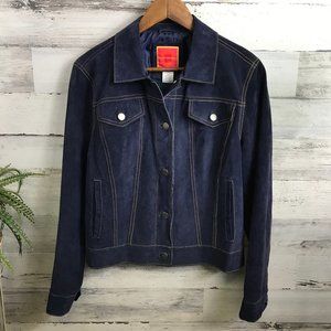 Izaac Mizrahi Navy Blue Suede Jacket [674h]
